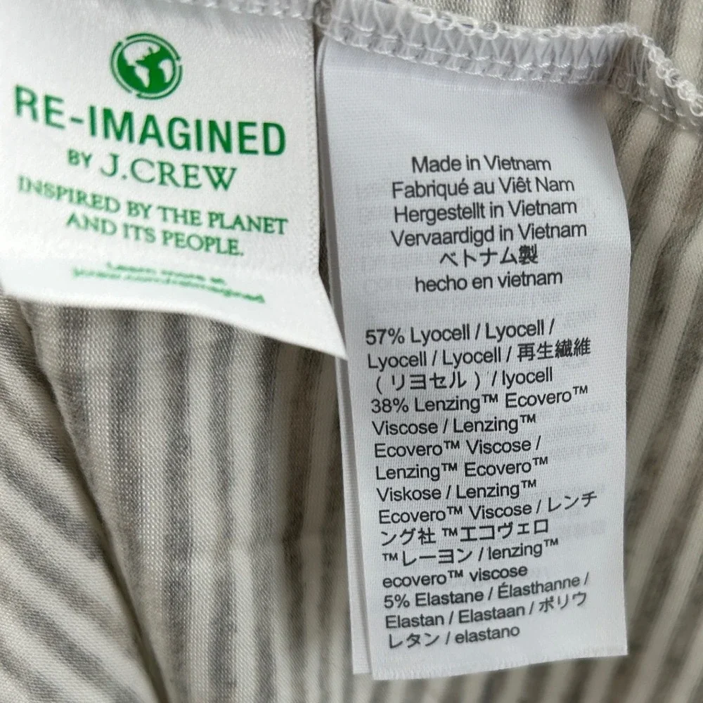 J.Crew Re-Imagined Striped Lyocell Viscose Pajama Top Grey White Long Sleeve‎ XS